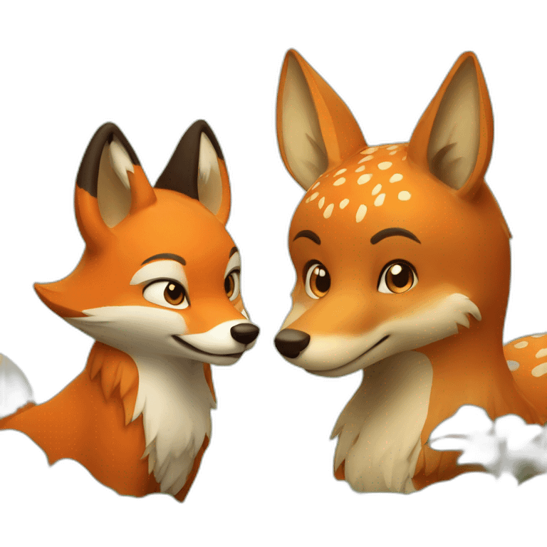 A fox and a deer friends emoji