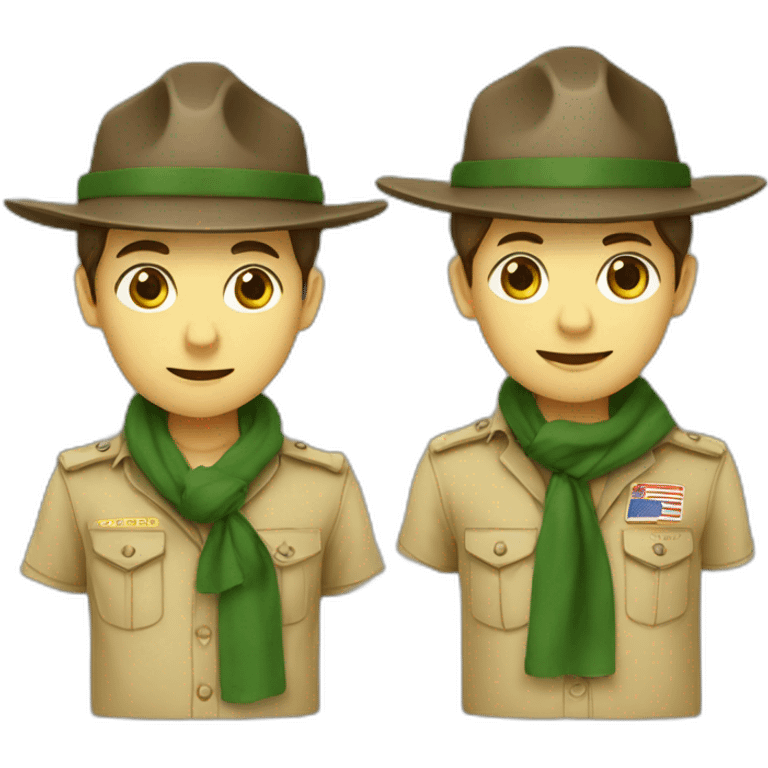 French boyscout with a campaign hat; brown hat; green scout scarf emoji