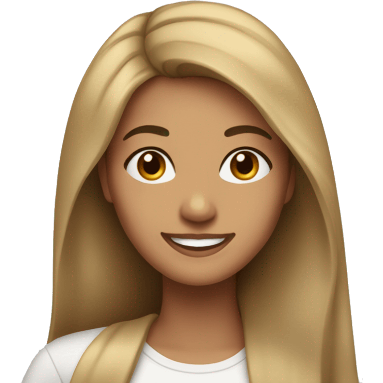 smiling middle-eastern woman with long brown hair and blonde highlights emoji