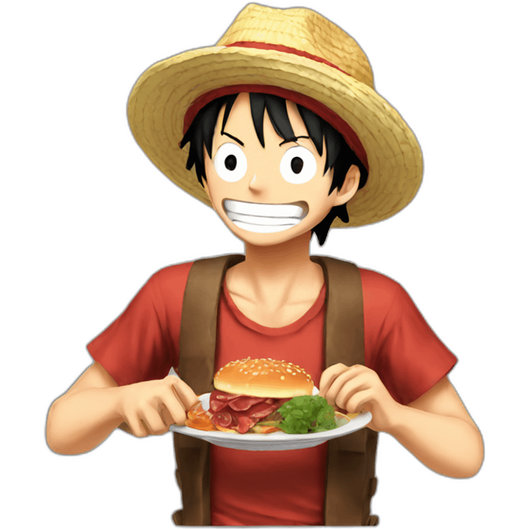 Luffy eating meat emoji