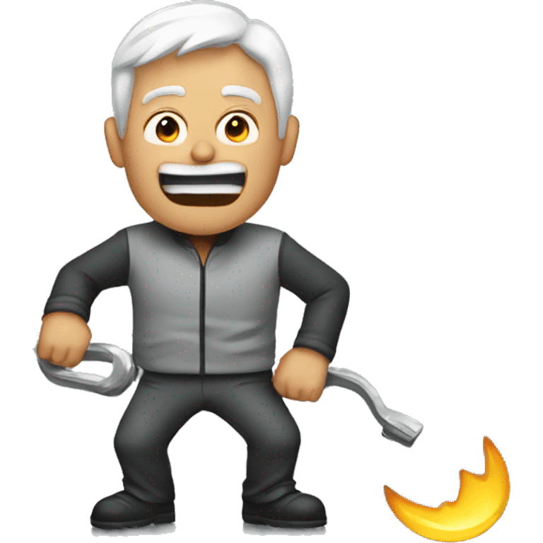 a man trying to bend metal emoji