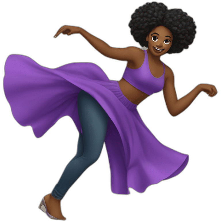 create a whatsapp style emoji of a BLACK WOMAN rolling over dancing emoji