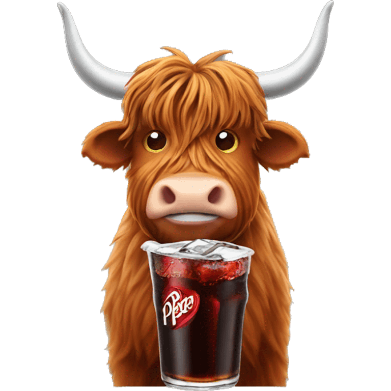 Highland cow drinking dr pepper emoji