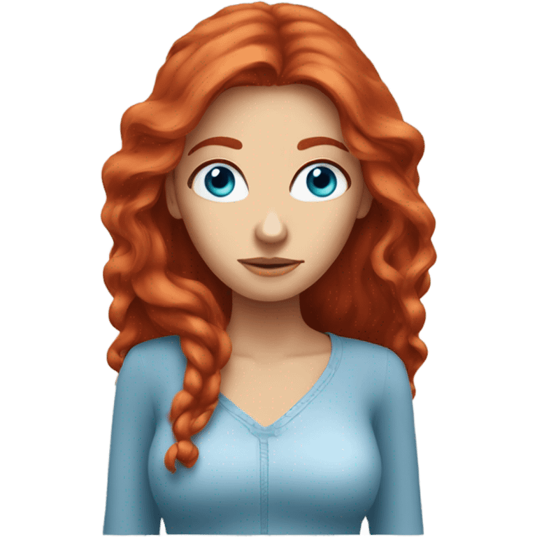 red headed woman with super long hair and blue eyes face palming  emoji