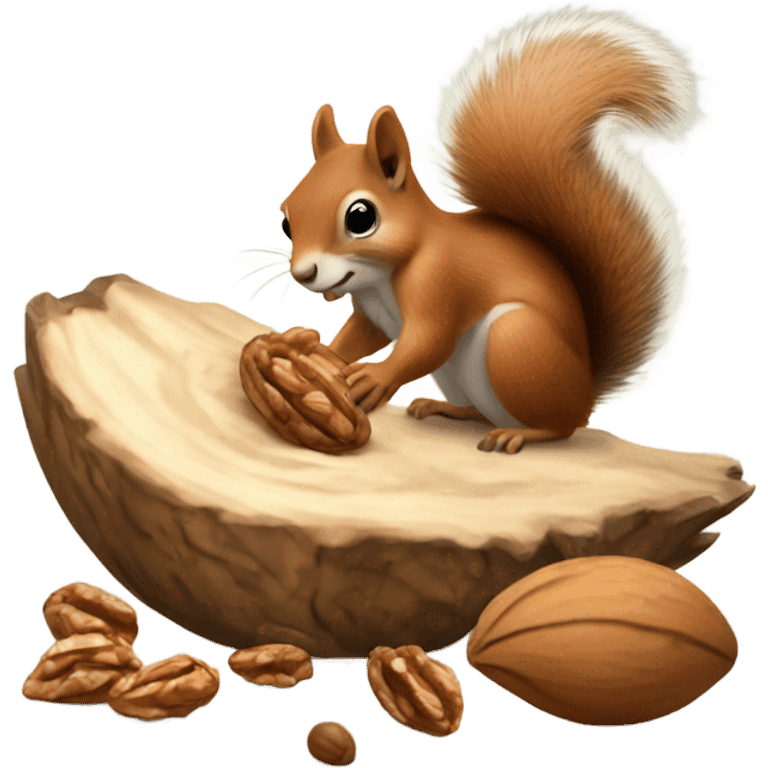 Squirrel burying a walnut emoji