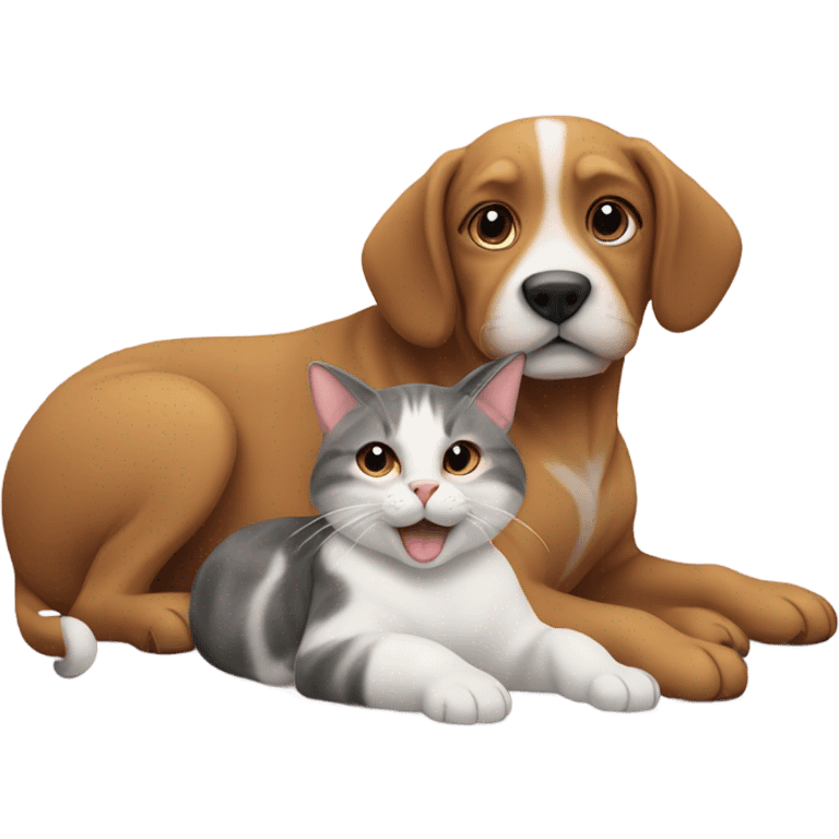 a dog hugs the cat emoji