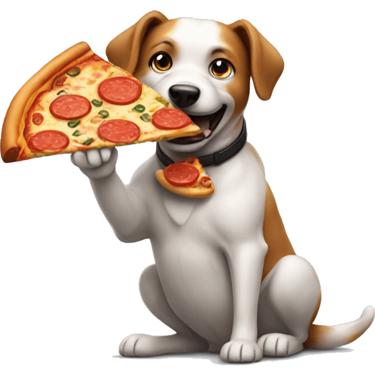 Dog playing ps5 eating pizza emoji