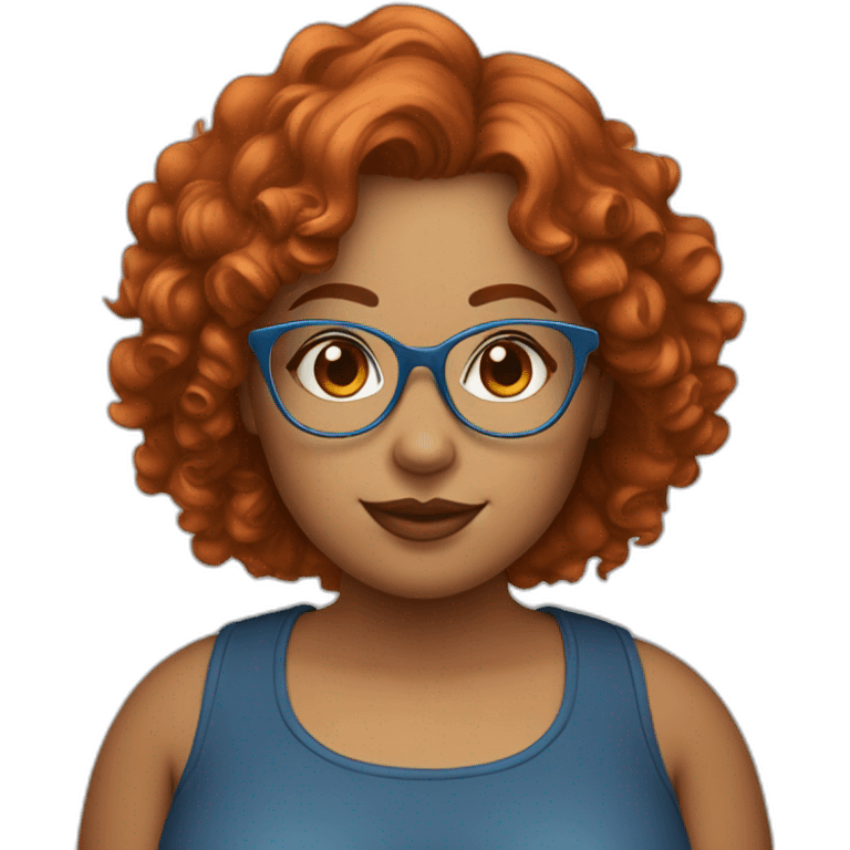 pretty curvy girl with curly copper hair and blue glasses emoji