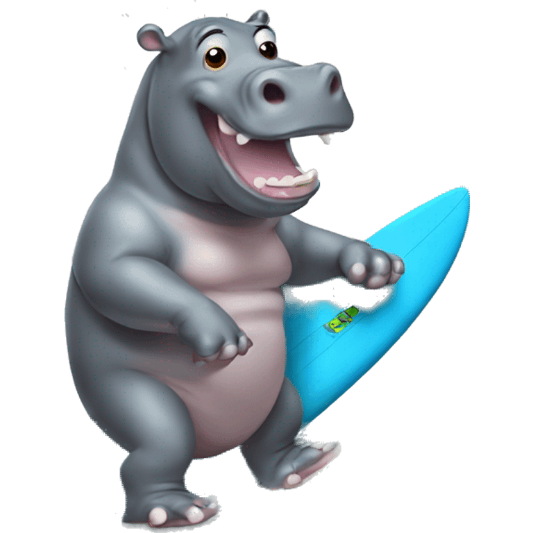 Hippo eating surfing  emoji