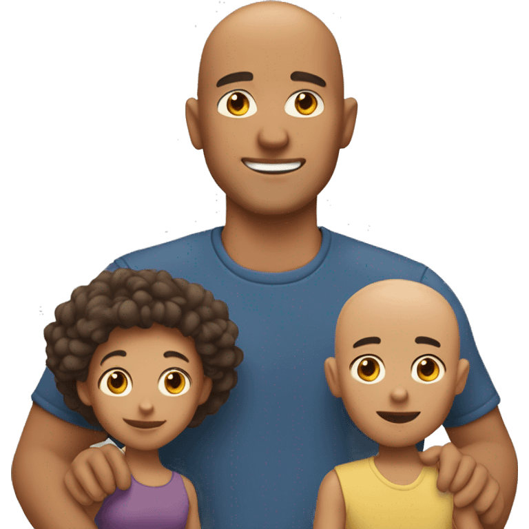 family of 4 tan skin: bald dad emoji