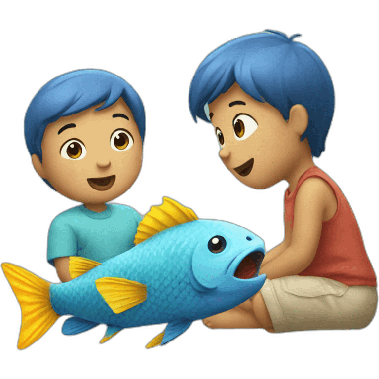 three fish talking smack to a baby emoji