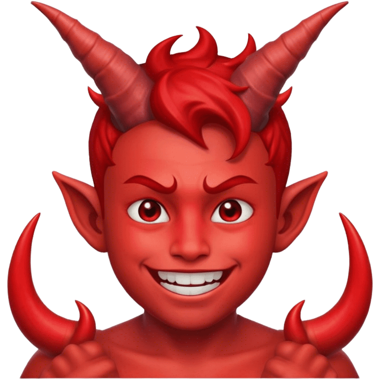 smiling boy with demon horns with red face emoji