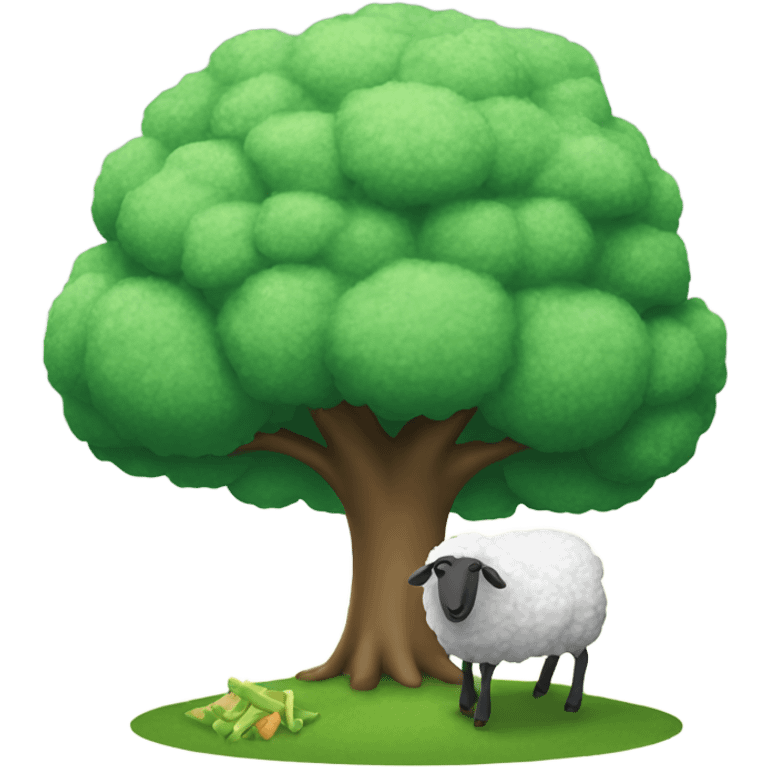 a sheep eats under a tree emoji