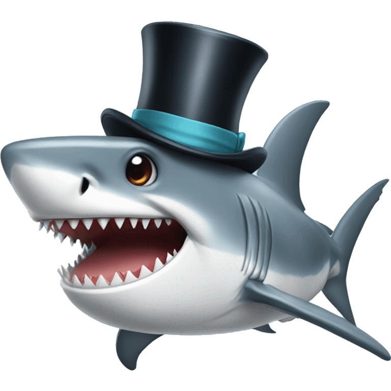 Shark with a top hat emoji