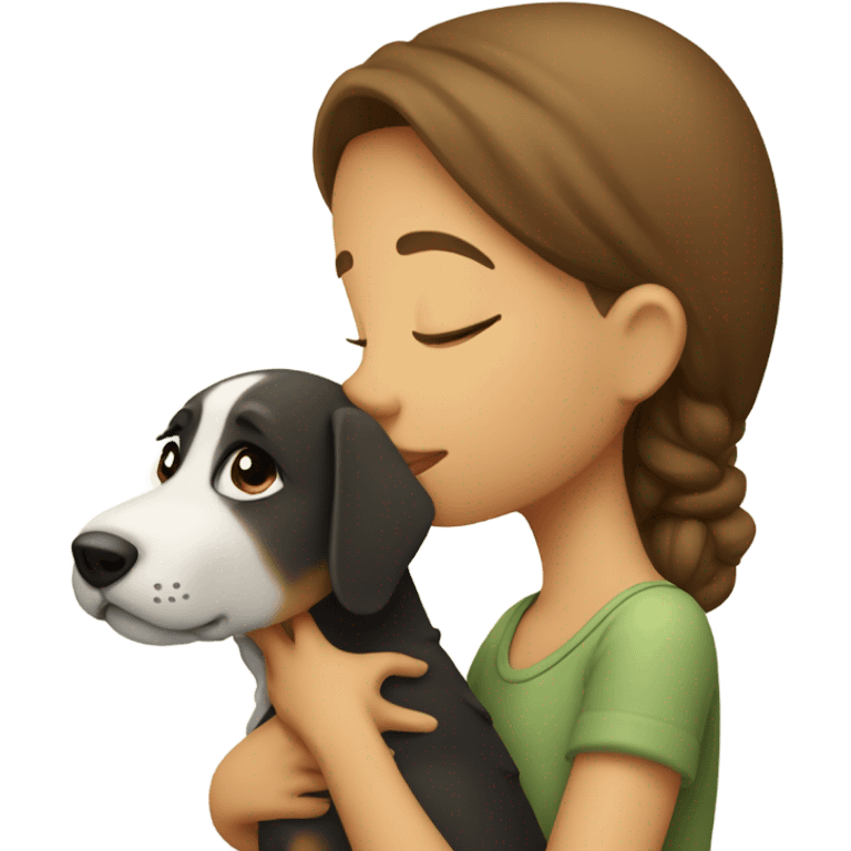 Girl kissing dog emoji