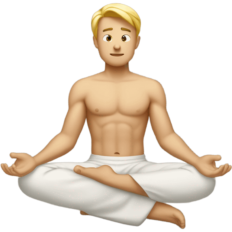 A man with blonde hair practicing yoga in the lotus pose, radiating serenity and focus emoji