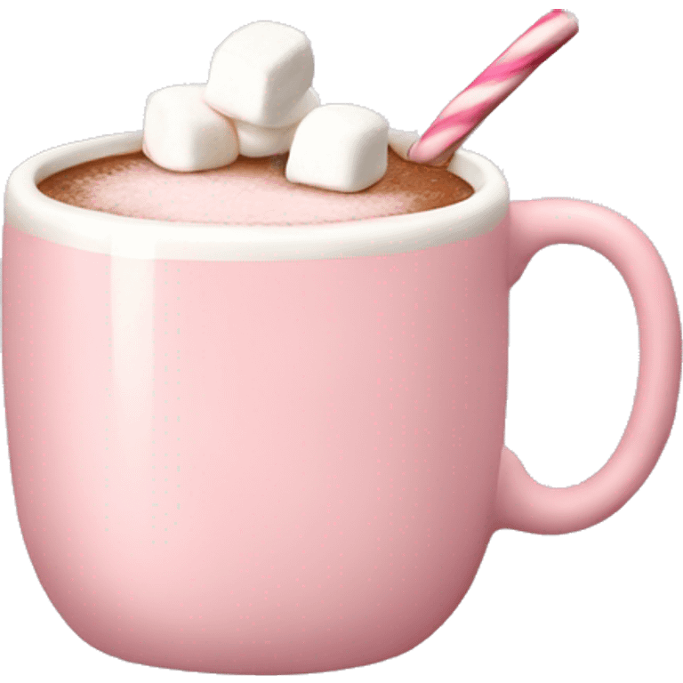 Light Pink mug of hot chocolate with marshmallows  emoji