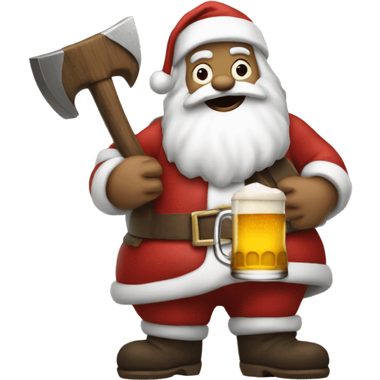 Santa with axe and a beer emoji