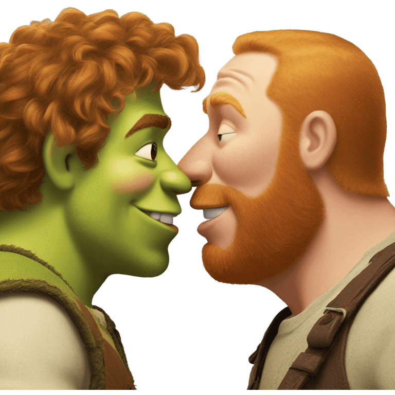 shrek kissing ginger guy emoji