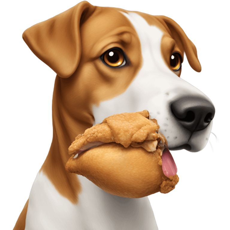 realistic dog eating chicken  emoji