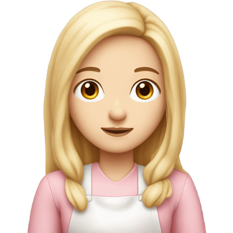 soft pink baker girl, long straight hair, with fair skin  emoji