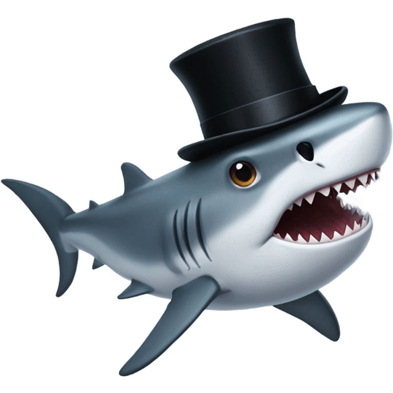 Shark with a top hat emoji