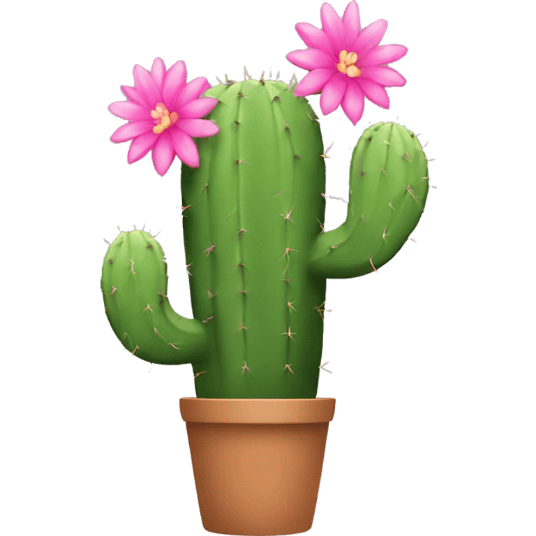 Cactus with pink flowers in a pot emoji