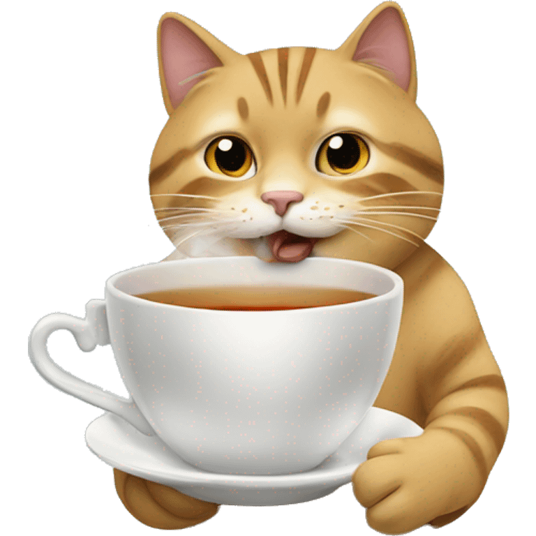 Cat trinking a cup of tea emoji