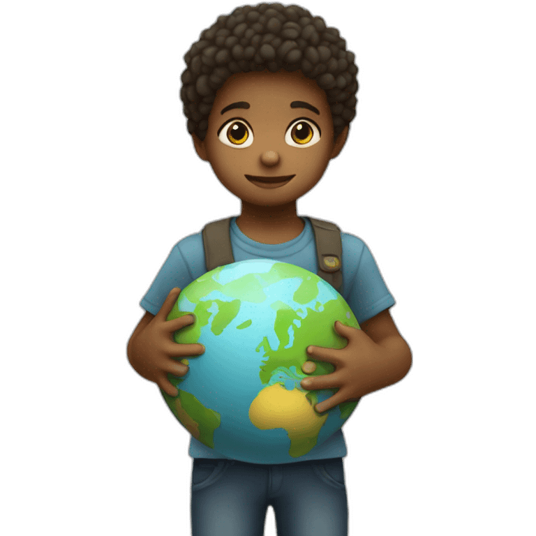 A child holding the weight of the world emoji