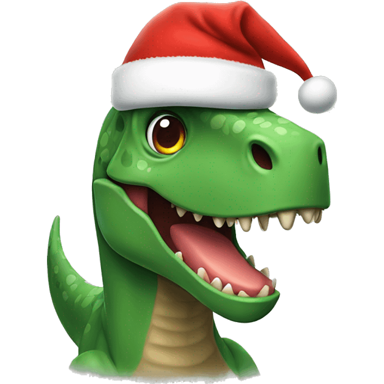 Dinosaur with christmas hat emoji