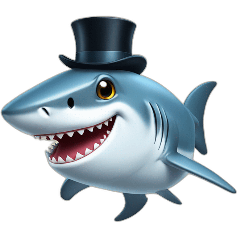 Shark with a top hat emoji