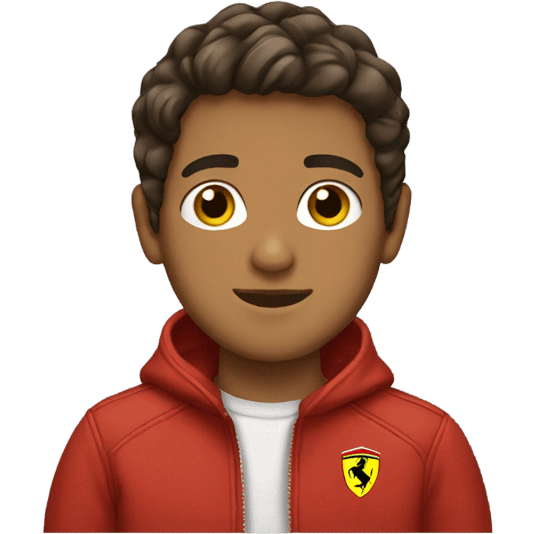 A brown Arab teenage boy with a Ferrari jacket emoji