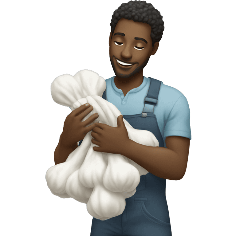 Black man picking up coton emoji