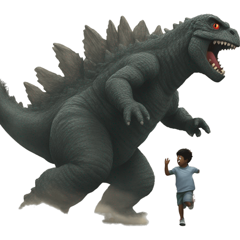 Godzilla chasing a kid emoji