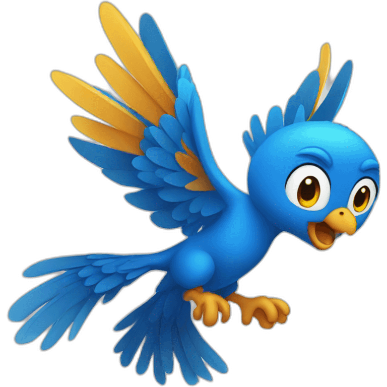 Blue Phoenix in an excited cartoon shape  emoji