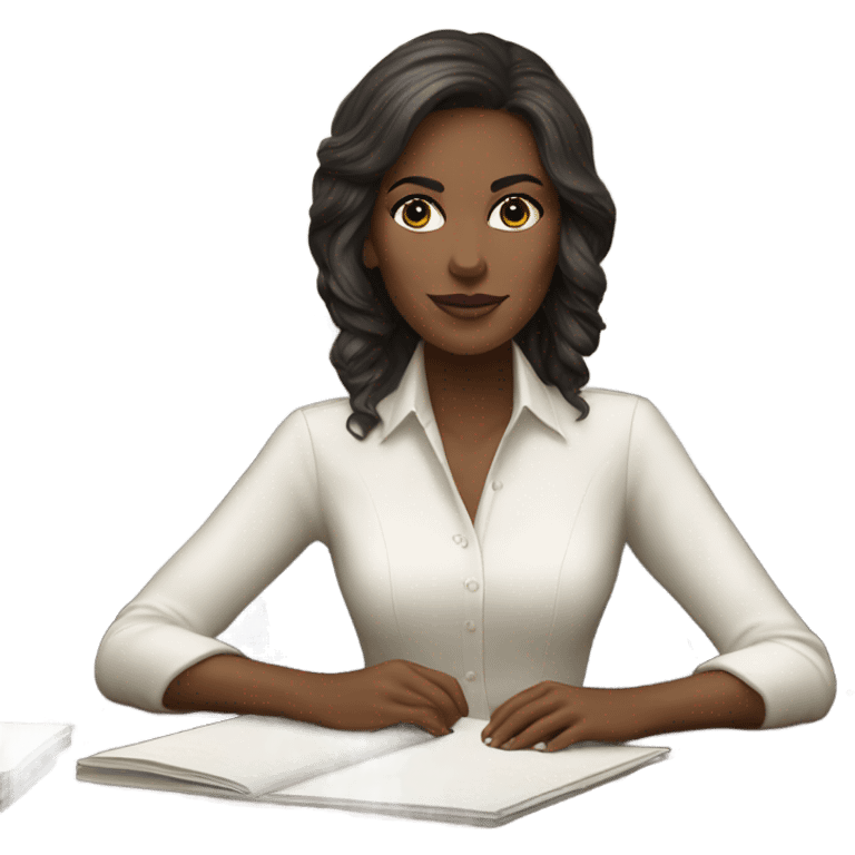 White Ralph lauren women working at desk emoji