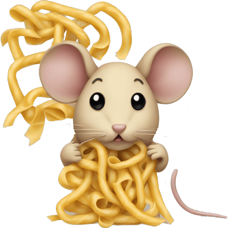 Mouse stuck in a piece of pasta emoji