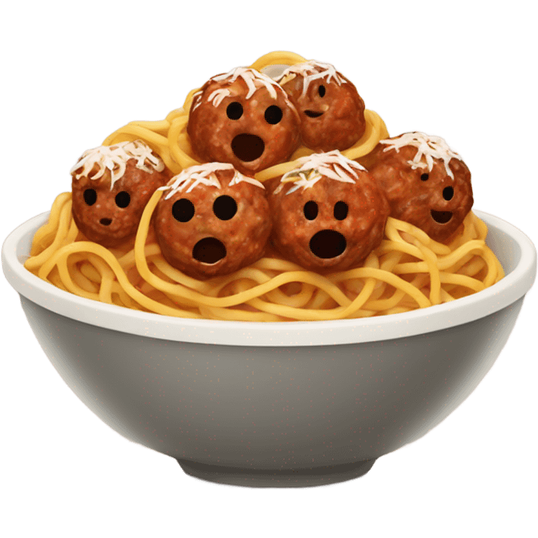 spaghetti with meatballs in a bowl emoji