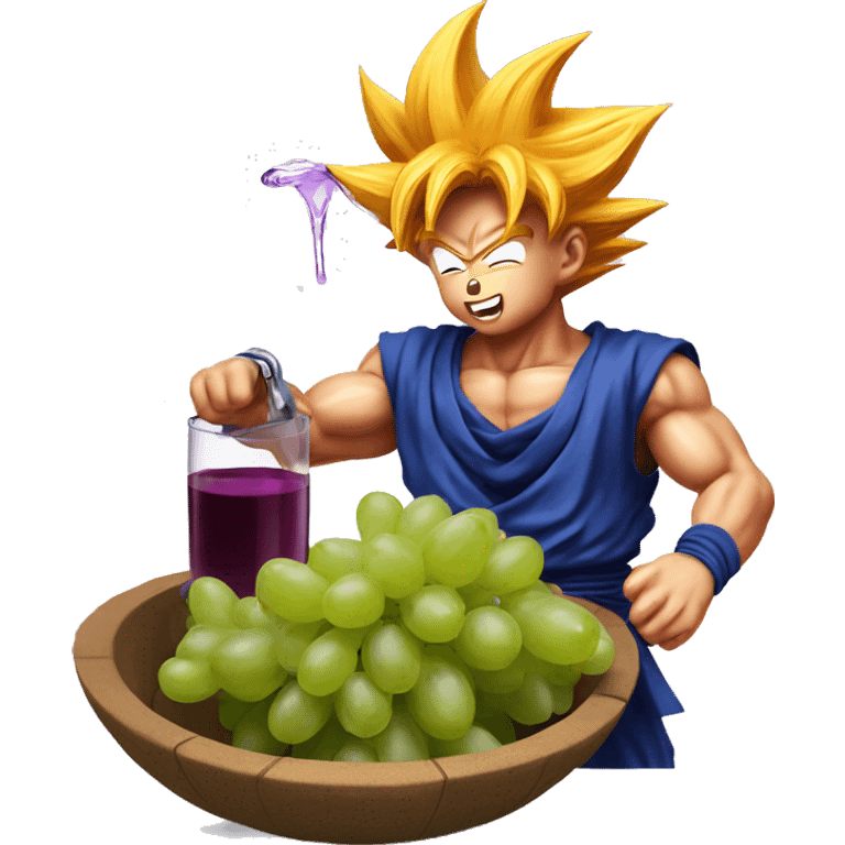 Super saiyan Goku pouring grape juice emoji