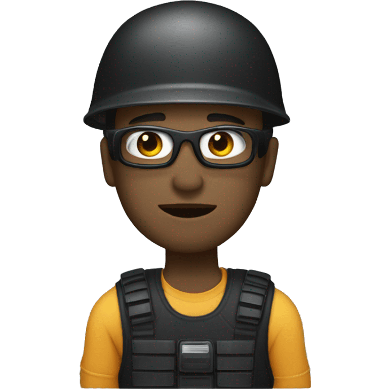 operator dressed in black with a milatary helmet, without glasses, wearing a headset, preferably north american male emoji