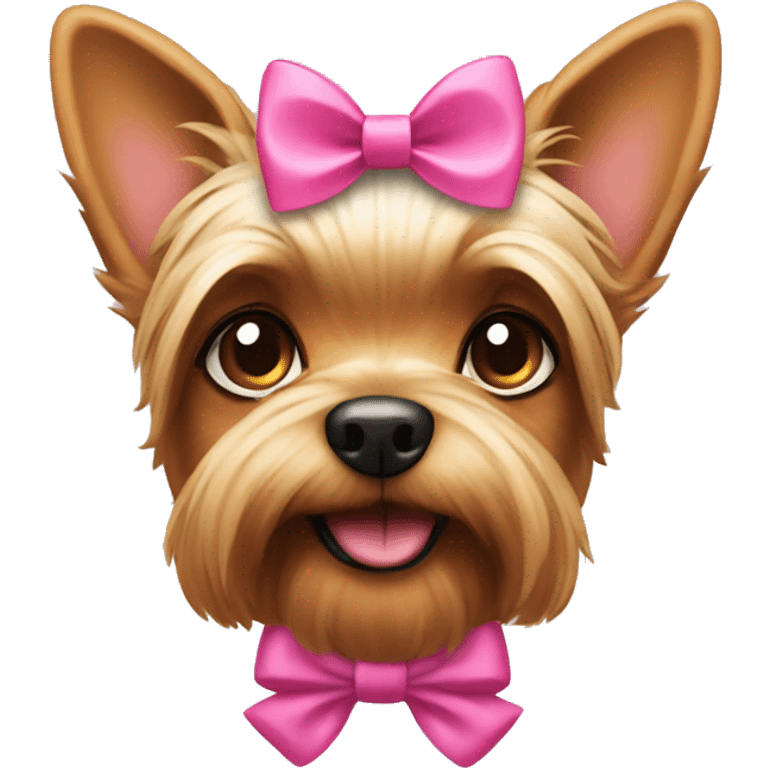  Dog Yorkshire with a pink bow  emoji