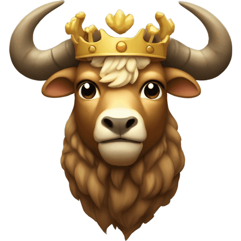 big horn minotaur wearing crown emoji