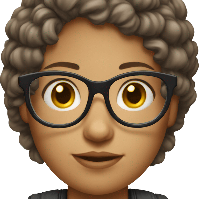 short-haired, girl with squircle glasses and beautiful face emoji