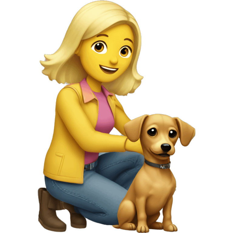 Blonde woman and chiweenie gardening emoji