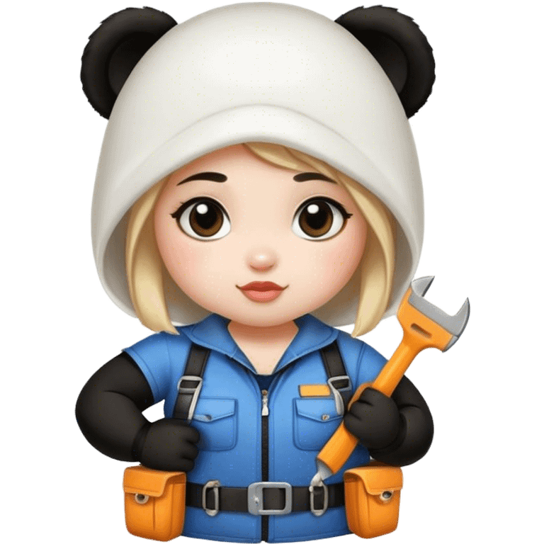 Girl chubby panda with tool belt emoji