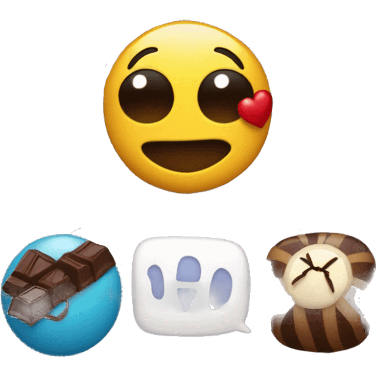 spider in spiderweb, smiley face, Information ballon & chocalate emoji