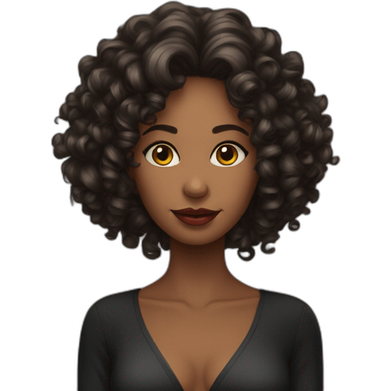 Femme noir cheveux curly qui porte Robe emoji