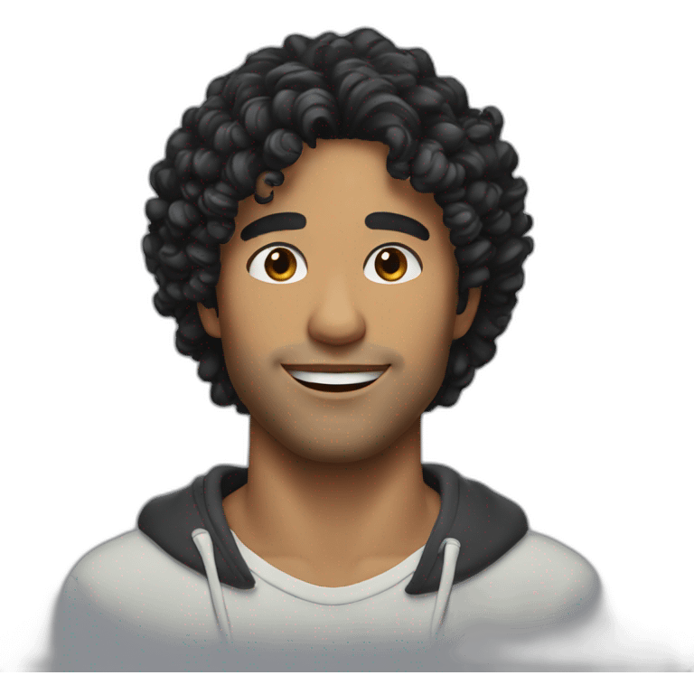 Man jaw square black curly hair emoji