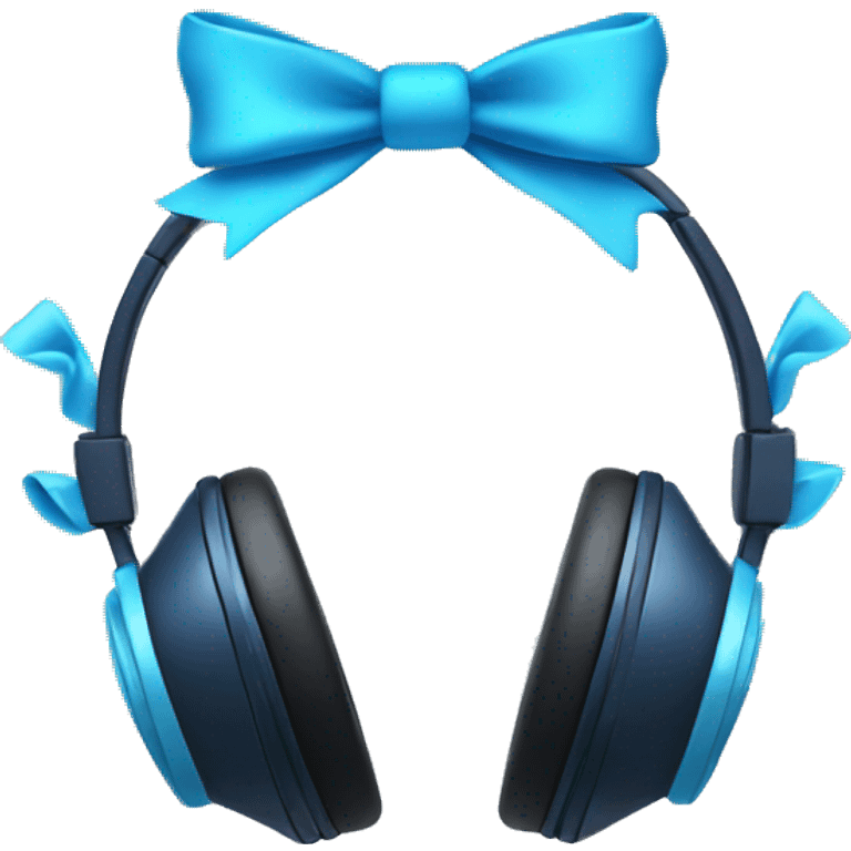 Headphones with aesthetic bows in blue emoji