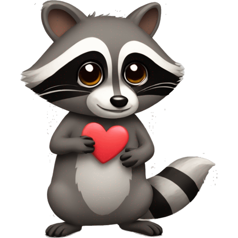 Raccoon with heart emoji